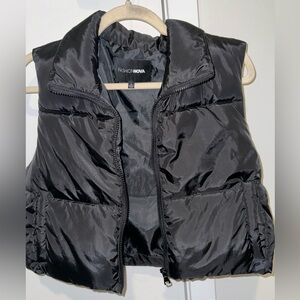 black cropped puffer vest